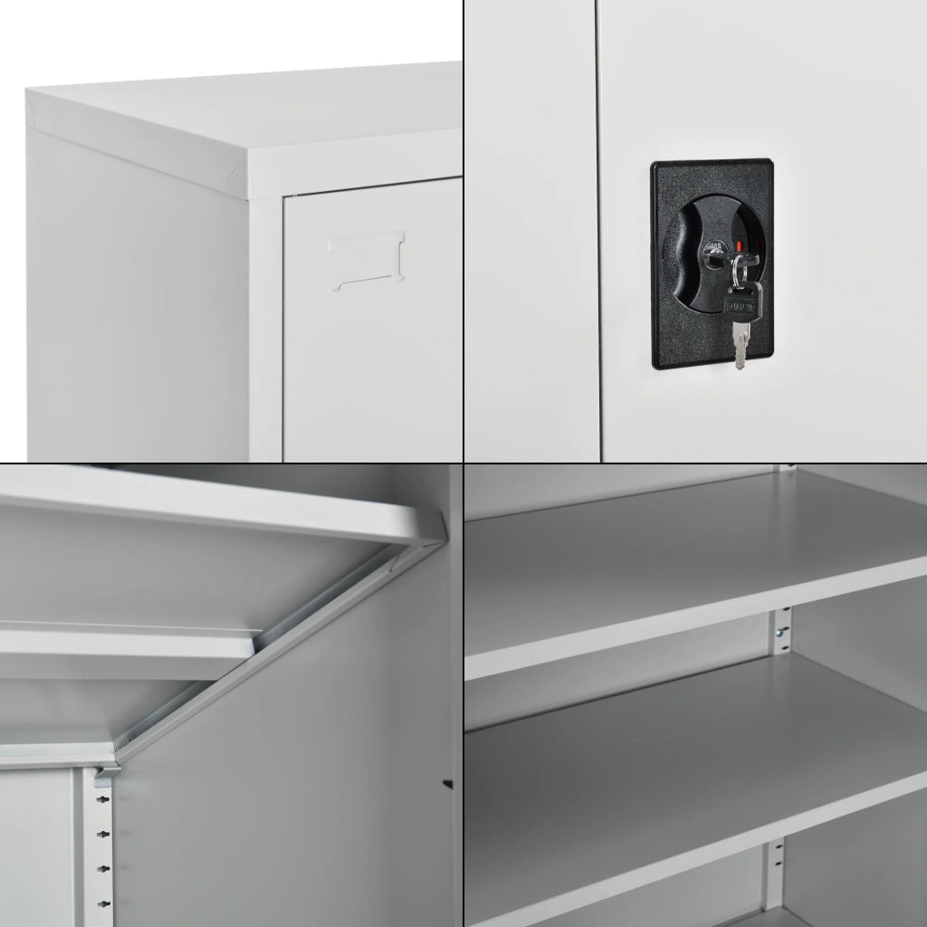 Armadio da ufficio armadietto da ufficio mobile contenitore per soggiorno ufficio camera da letto officina acciaio laccato 90 x 40 x 90 cm grigio chiaro 03_0006321