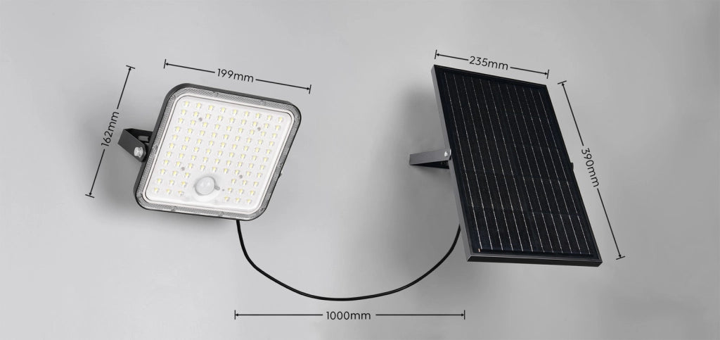 Proiettore LED solare nero 18W IP65 con PIR ACORA RL