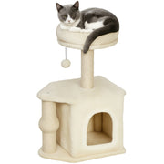 Albero per Gatti 66cm ¨C Xylo ¨C con cuccia, piattaforma, palla pendente e palo in iuta beige
