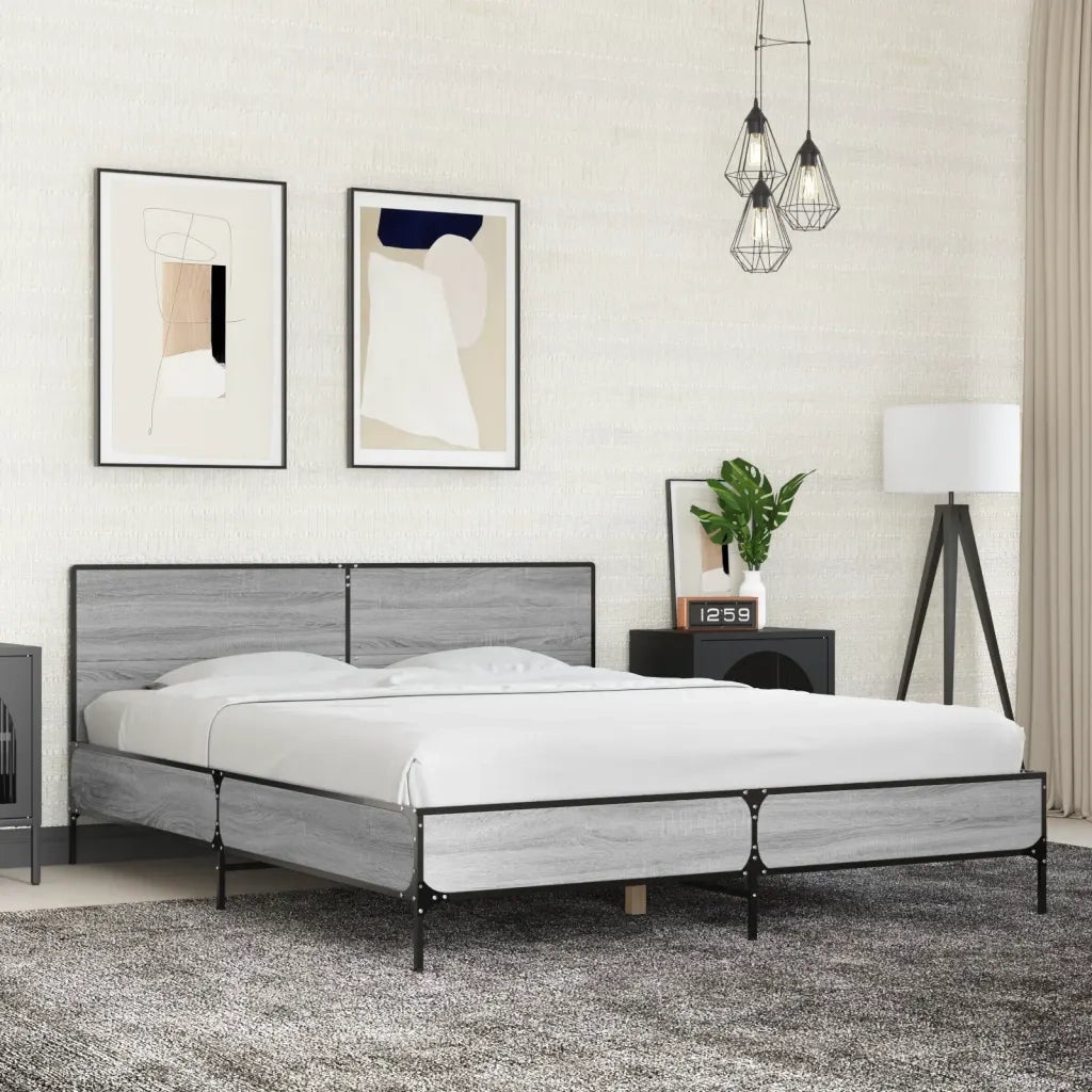 Giroletto Grigio Sonoma 160x200 cm in Legno Multistrato Metallo 3280010