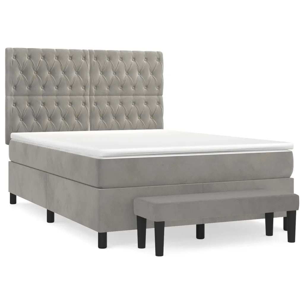 Giroletto a Molle con Materasso Grigio Chiaro 140x190cm Velluto 3138019