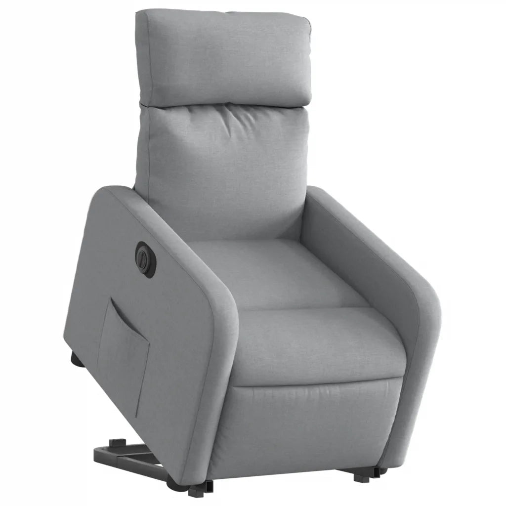 Divano Sedia-Poltrona Reclinante Alzapersona Elettrica Grigio Chiaro Tessuto 325764