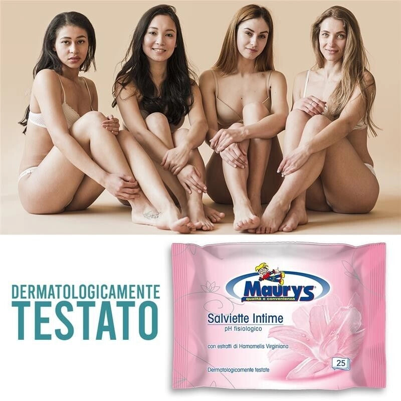 MAURY'S SALVIETTE DETERGENTI UMIDIFICATE INTIME 25PZ PH FISIOLOGICO