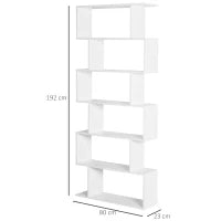 Scaffale Alto con 6 Ripiani, Libreria Scaffalatura in Legno Design Moderno, Bianco 80 × 23 × 192cm