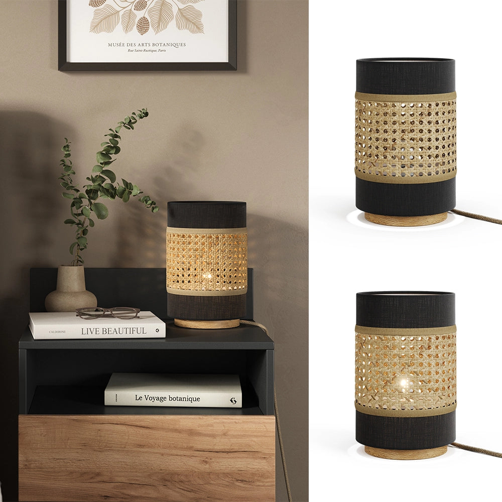 Vicco Lampada da tavolo Rattan/nero 17.5 x 26.5 cm
