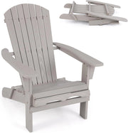 Sedia Adirondack Pieghevole, Sedia da Giardino in Legno di Abete, Poltrona Prendisole con Schienale Alto, Portata 180 kg, 89 x 71 x 94 cm (89 x 71 x 94 cm,Grigio,1)
