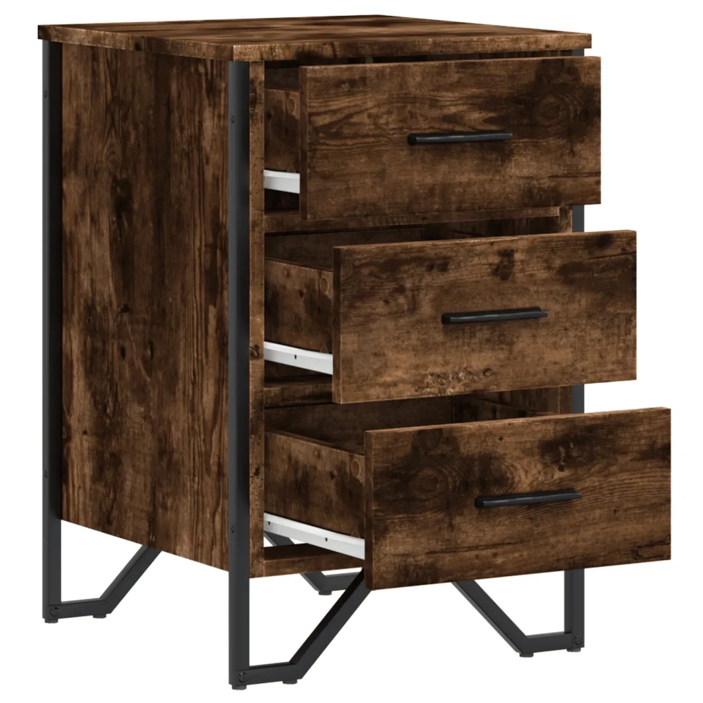 Comodino-Tavolino da notte Rovere Fumo 40x41x60 cm in Legno Multistrato