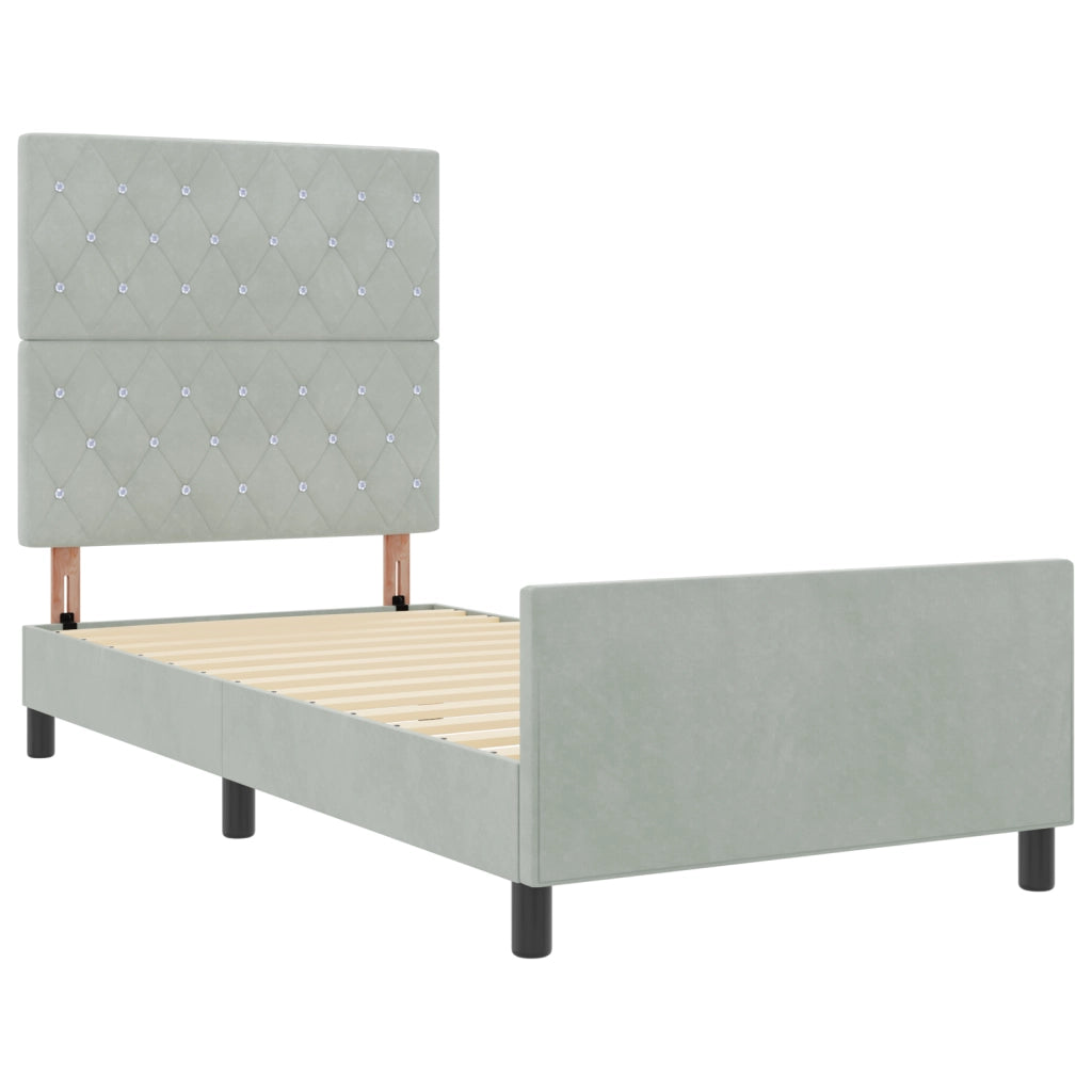 Struttura del letto  Grigio chiaro 100x200 cm Velluto