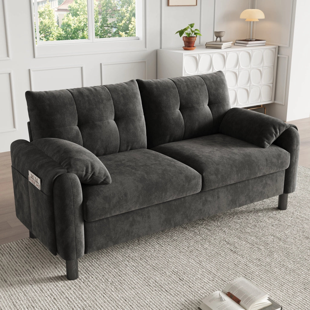 DIVANO 2 posti 158x80x88,5 cm in chenille grigio
