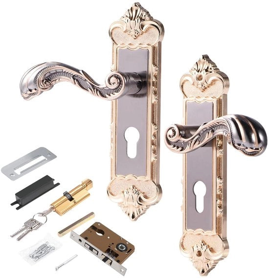 Set di Chiavi Vintage per Porta - Design Retro - Cerniera Mechanica - Design Elegante - Alluminio - Antisfondamento - Per Interno - 21x5.5 cm
