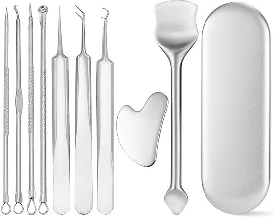 Gua Sha Blackhead Remover - Strumento per rimuovere comedoni - Rimosse sicuramente imperfezioni - Nero - Rimosse pustole - Ideale per acne e pustole.