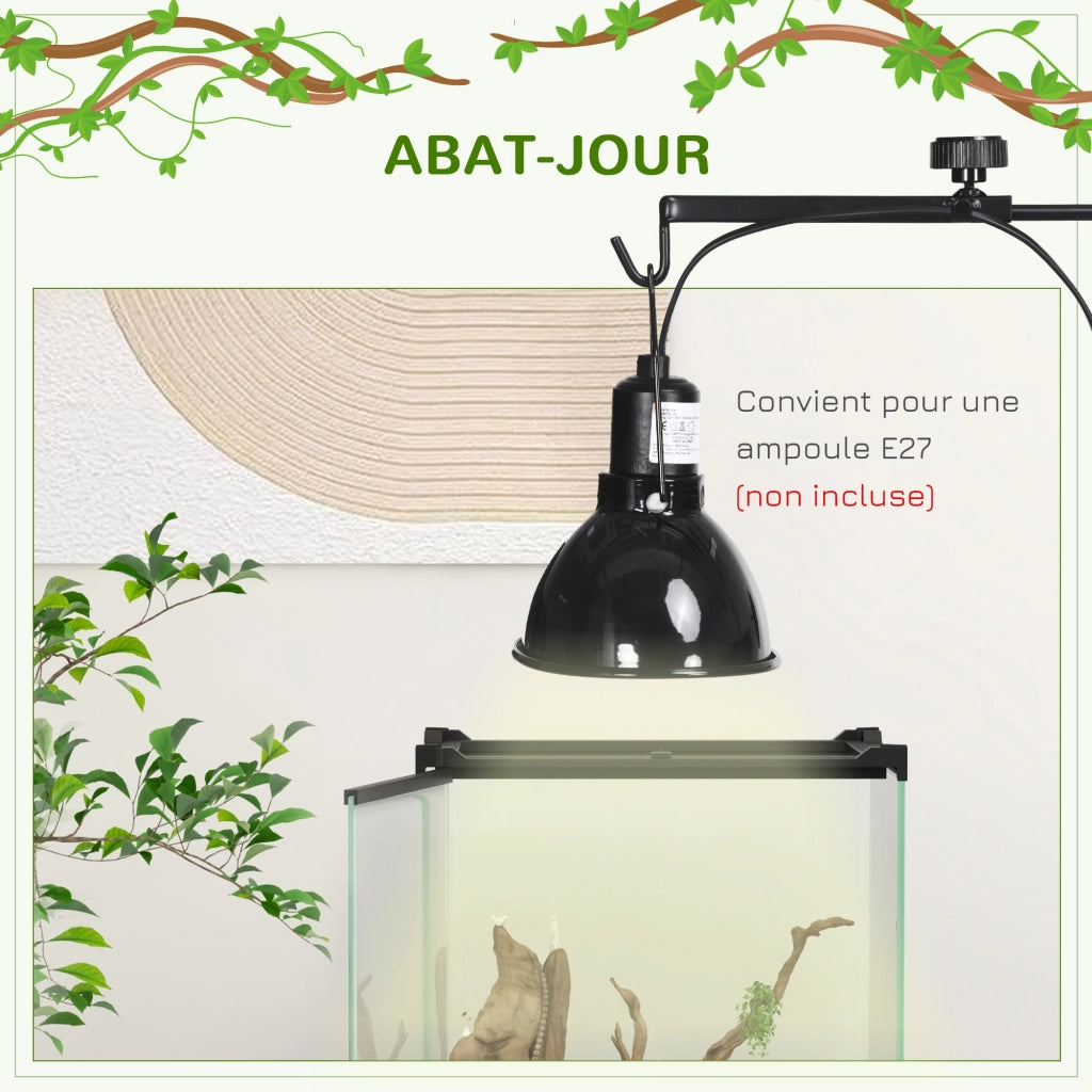 Lampada Riscaldante per Rettili Regolabile - Zephmum - Nero Acciaio 32x9x67 cm