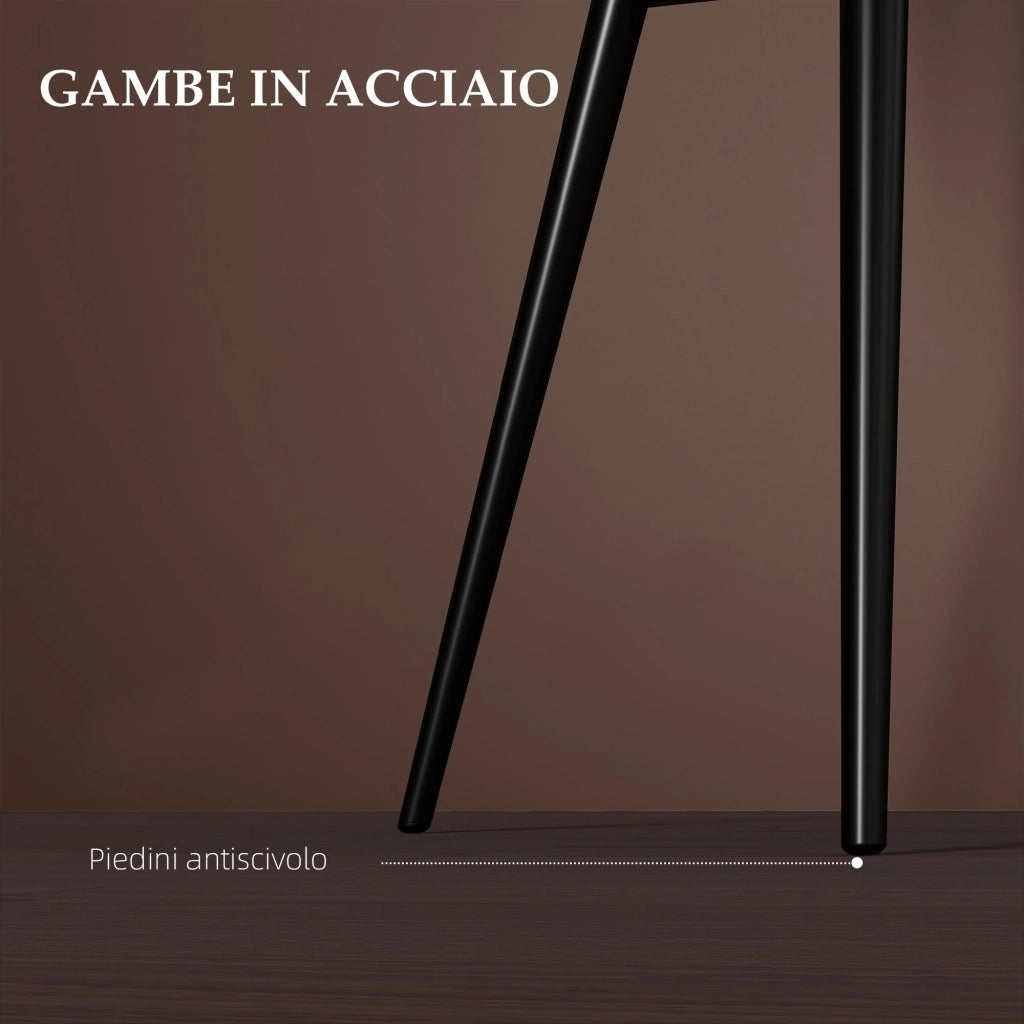 Set 2 Sedie Imbottite Stile Nordico 54x57x80 cm Tessuto Effetto Velluto Marrone