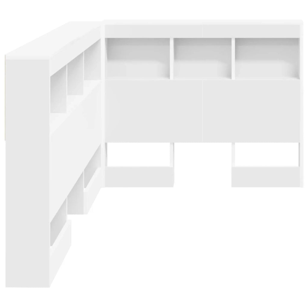 Testata contenitore con testiera-Testiera con Ripiani Bianco 90 cm Legno multistrato 670881