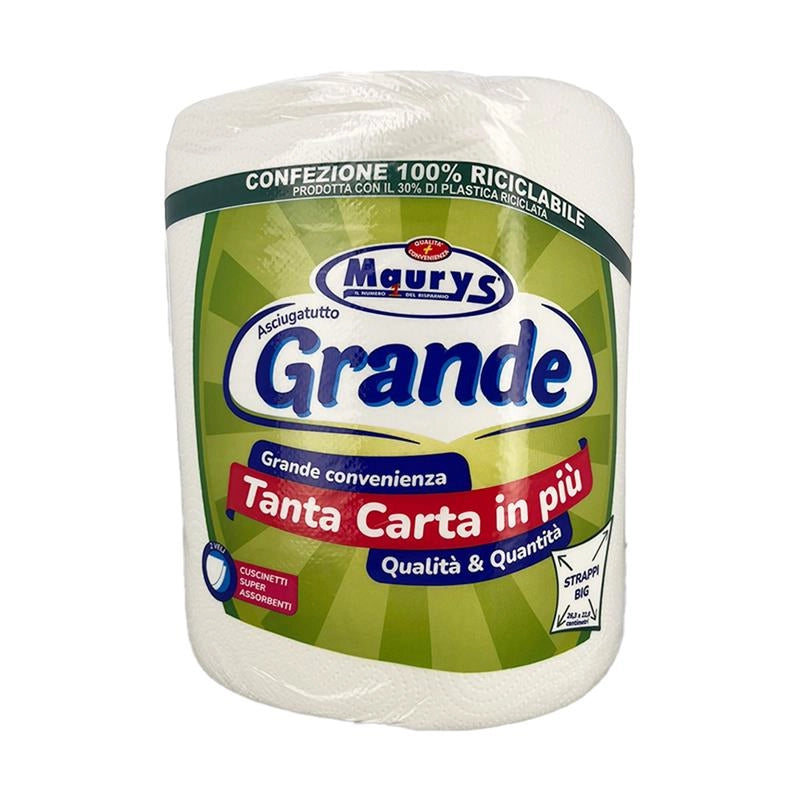 MAURY'S ASCIUGA TUTTO BOBINA 2 VELI 1 ROTOLO GRANDE CUSCINETTI SUPER MORBIDI STRAPPI BIG 26,3X22,8 CM