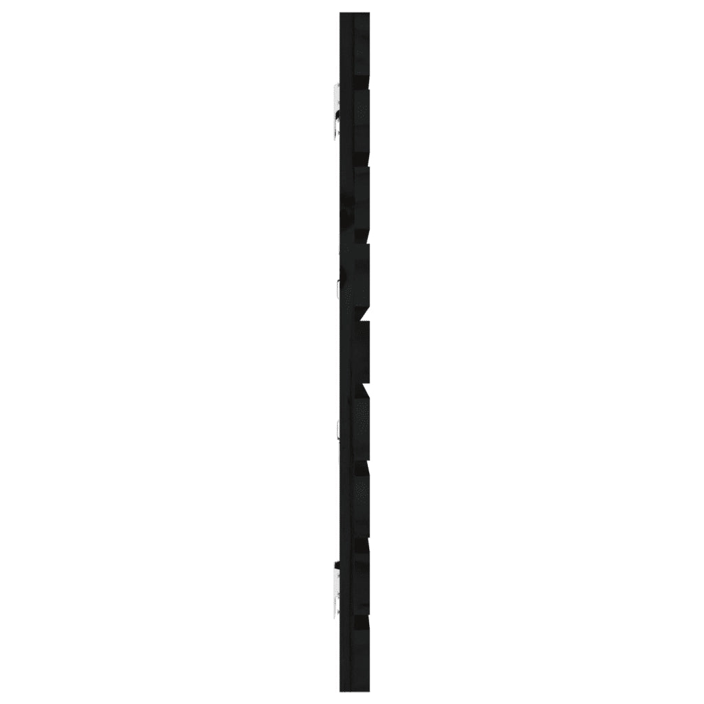 Testiera da Parete Nera 166x3x63 cm in Legno Massello di Pino