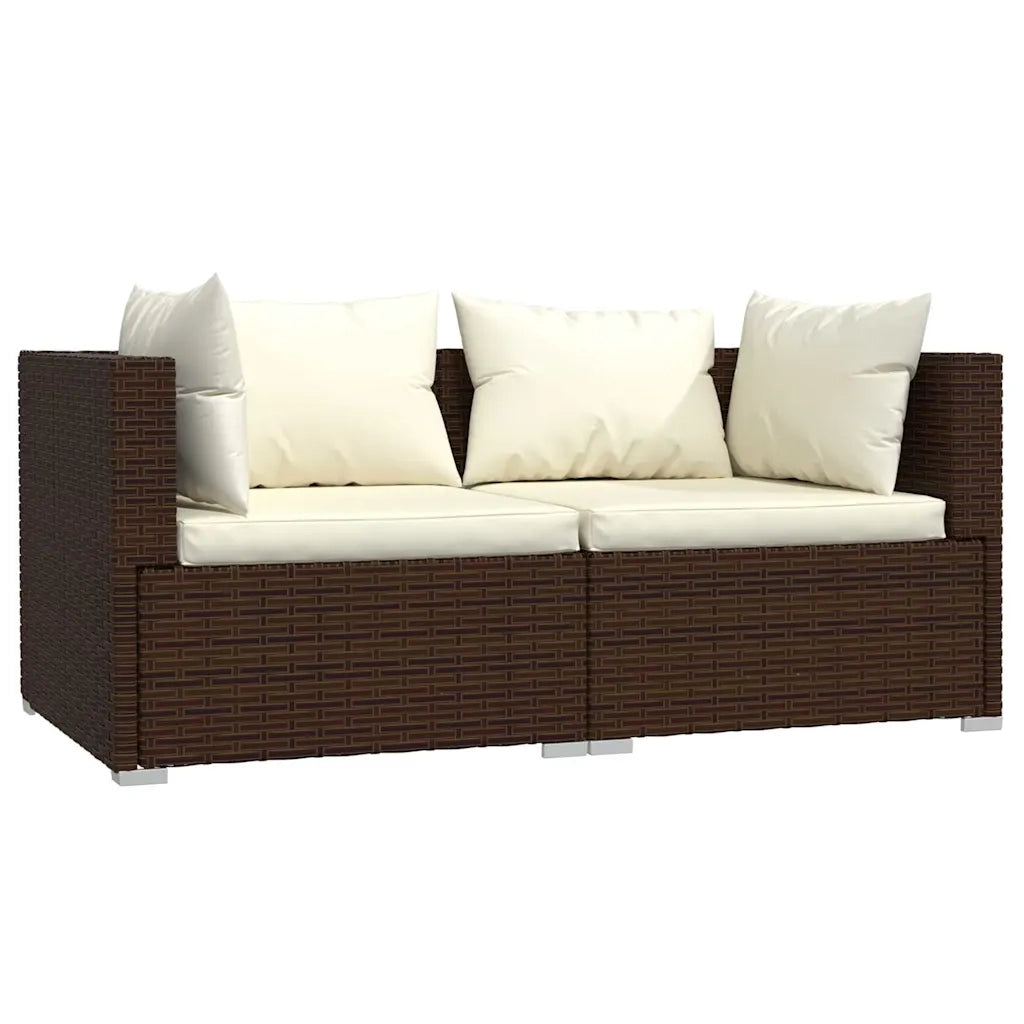 Salotto da Giardino-Set Divani da Giardino 3 pz con Cuscini in Polyrattan Marrone