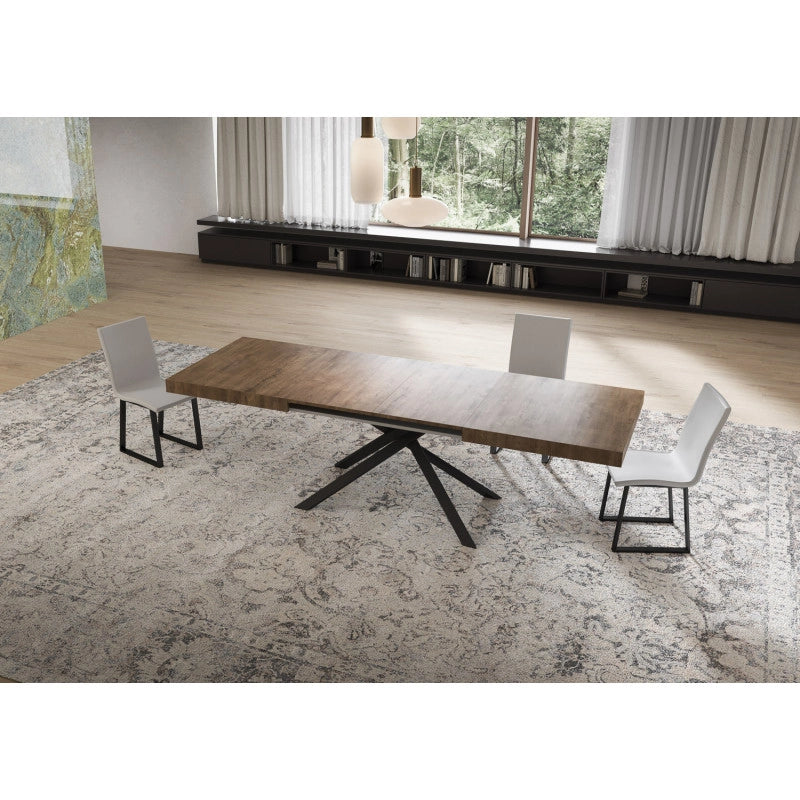 Tavolo allungabile 160/420x90 cm Niket telaio Antracite - Noce