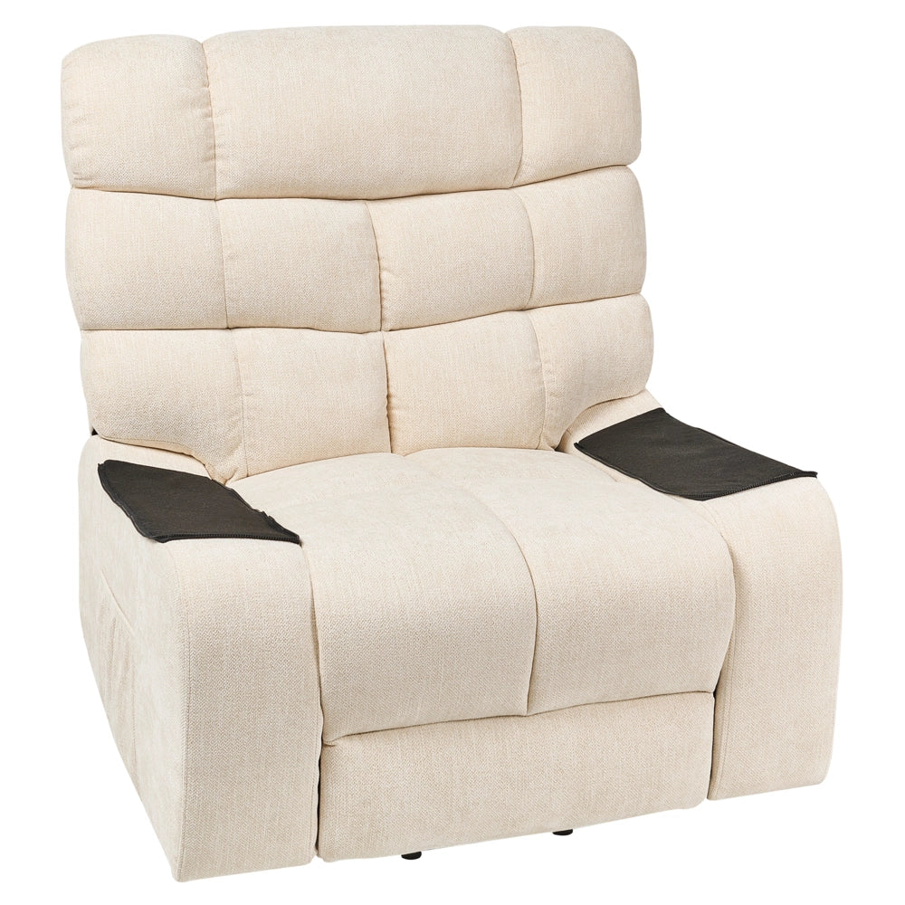 Poltrona reclinabile elettrica Poliestere beige chiaro Seduta singola imbottita con poggiapiedi Funzione di sollevamento Design moderno Relax