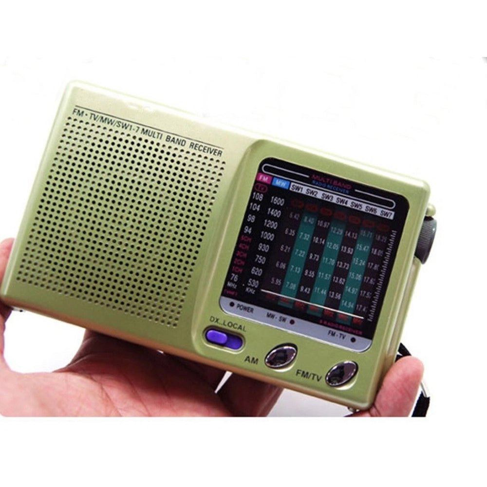 Trade Shop - Radio Portatile 9 Banda Fm/mw/sw Pratica Ricevitore + Ingresso Alimentazione -