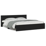 Letto matrimoniale | Letto per adulti | Giroletto con Testiera Nero 200x200 cm