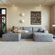 Divano angolare con chaise longue ¨C Minimal ¨C grigio tessuto imbottito 270cm