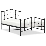 Letto singolo | Letto per adulti | Giroletto con Testiera e Pediera Metallo Nero 100x200 cm