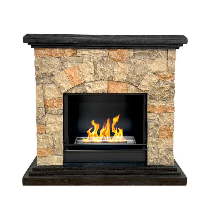 Camino a Bioetanolo da Pavimento 105x38x100 cm Belluno Effetto Finta Pietra