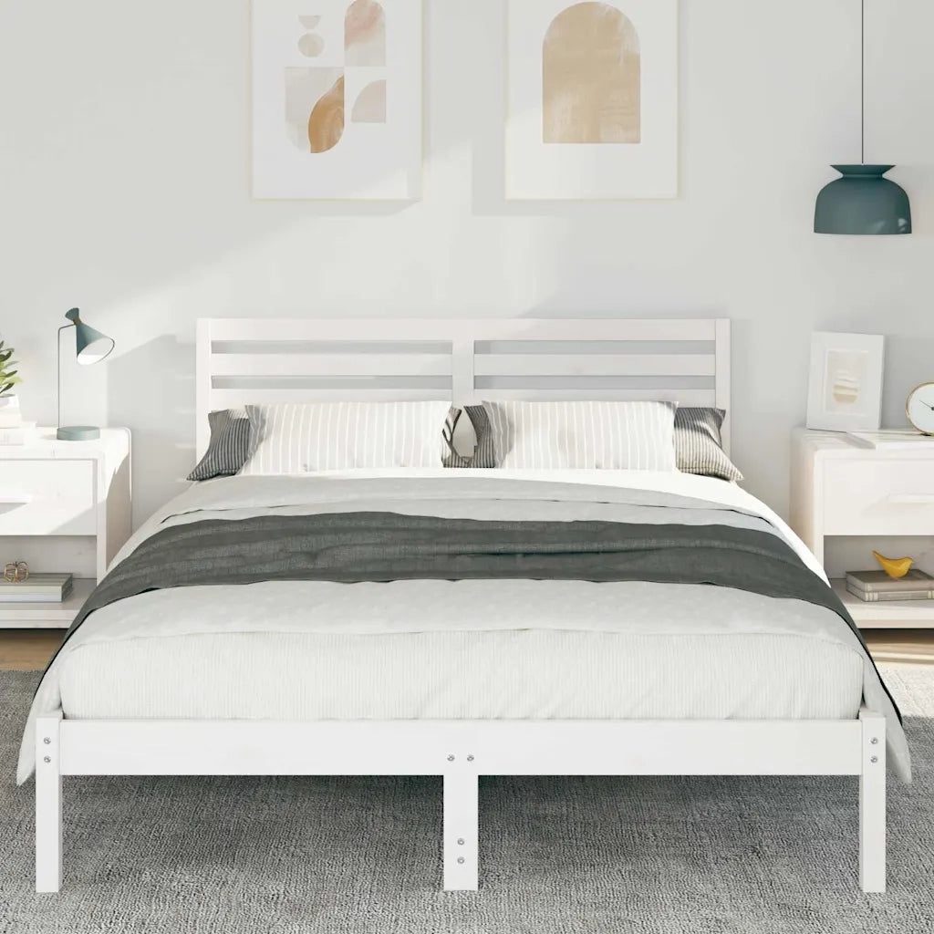 Struttura del letto Bianco 140 x 210 cm Pino massello