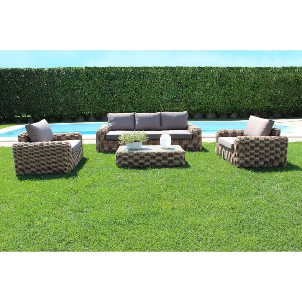 Salotto da Giardino 5 posti con Tavolino in Alluminio Wicker - RALPHIE