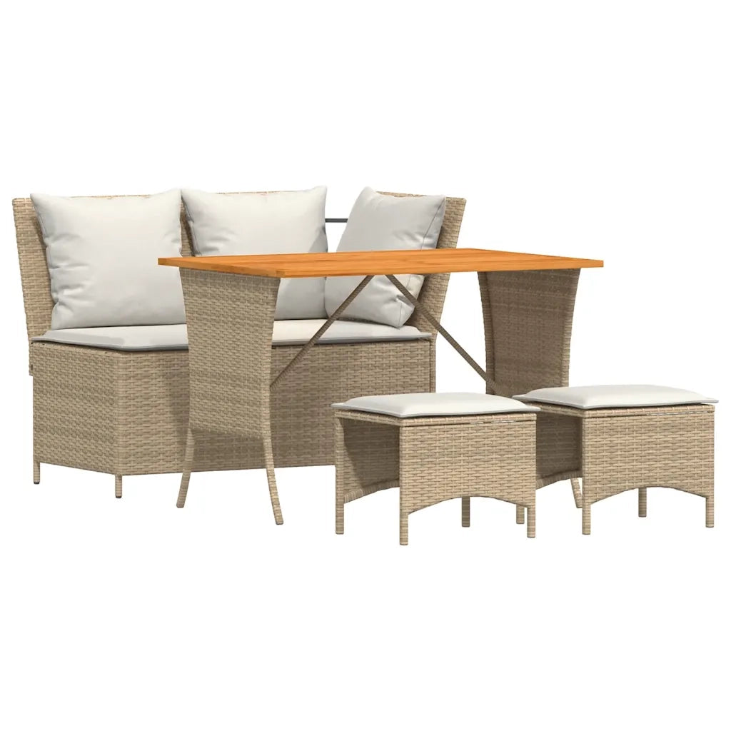 Set da Pranzo da Giardino 4 pz | Set Salotto da Giardino con Cuscini Beige in Polyrattan