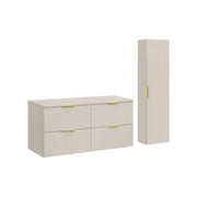 Set da bagno NOXERA 120 cm – Marrone congo – Piano per lavabo + 4 cassetti + colonna sospesa