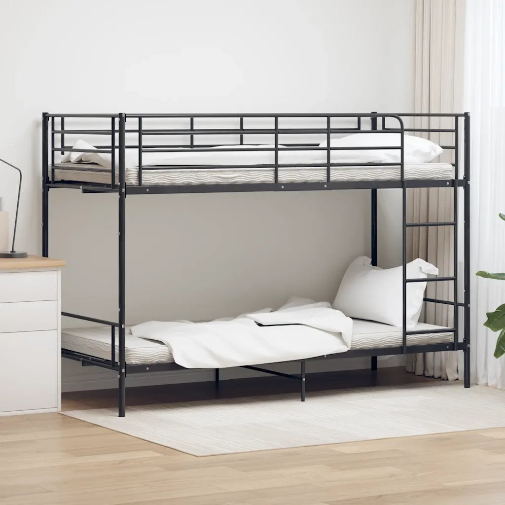 Letto singolo | Letto per adulti | Letto a Castello Nero in Metallo 90x200 cm