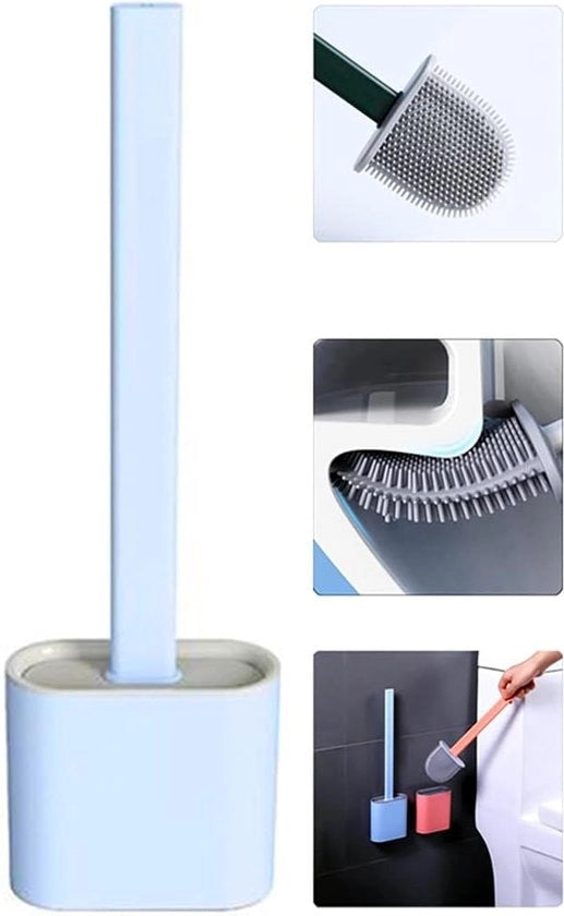 Piastra di spazzolatura in silicone per il water con supporto - Spazzolatura per il water flessibile - Set di spazzolatura in silicone e supporto per la toilette
