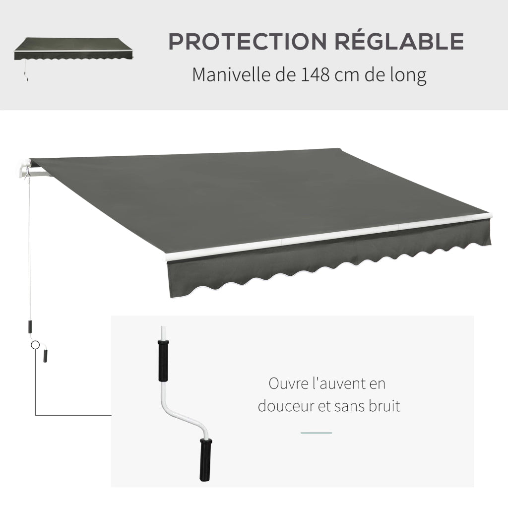 Tenda da sole retrattile angolare regolabile ¨C zephmum ¨C grigio 3,5x2,5 m