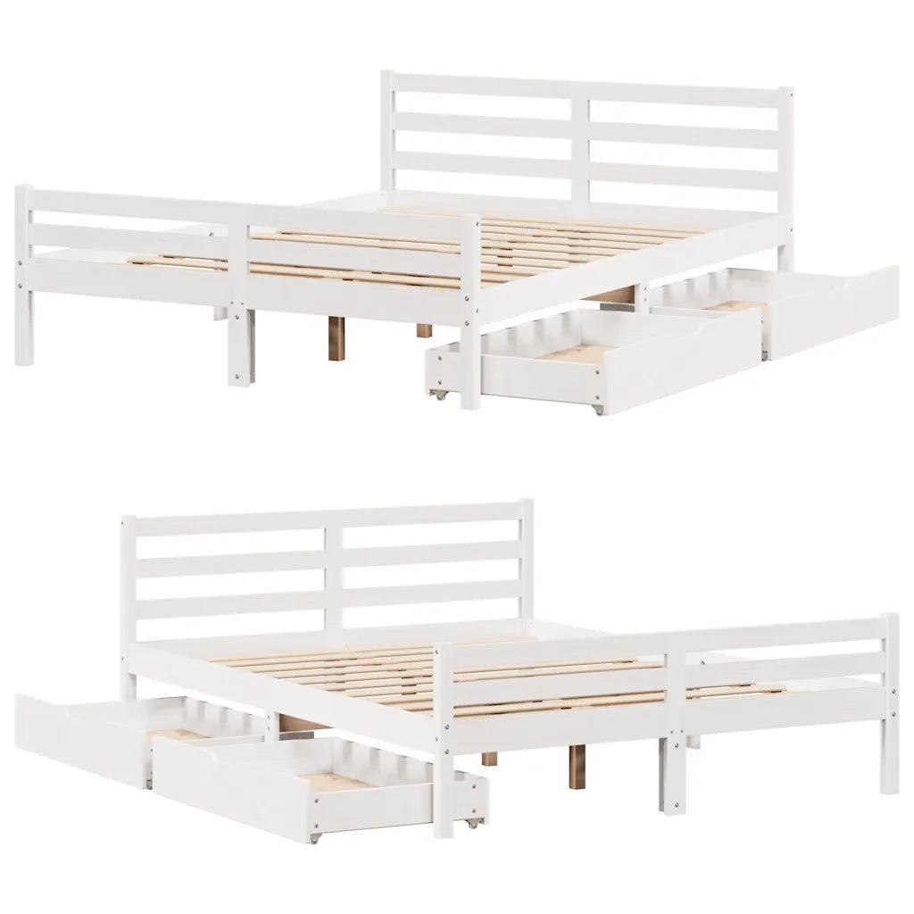 Letto senza Materasso Bianco 150x200 cm Legno Massello di Pino 3301613