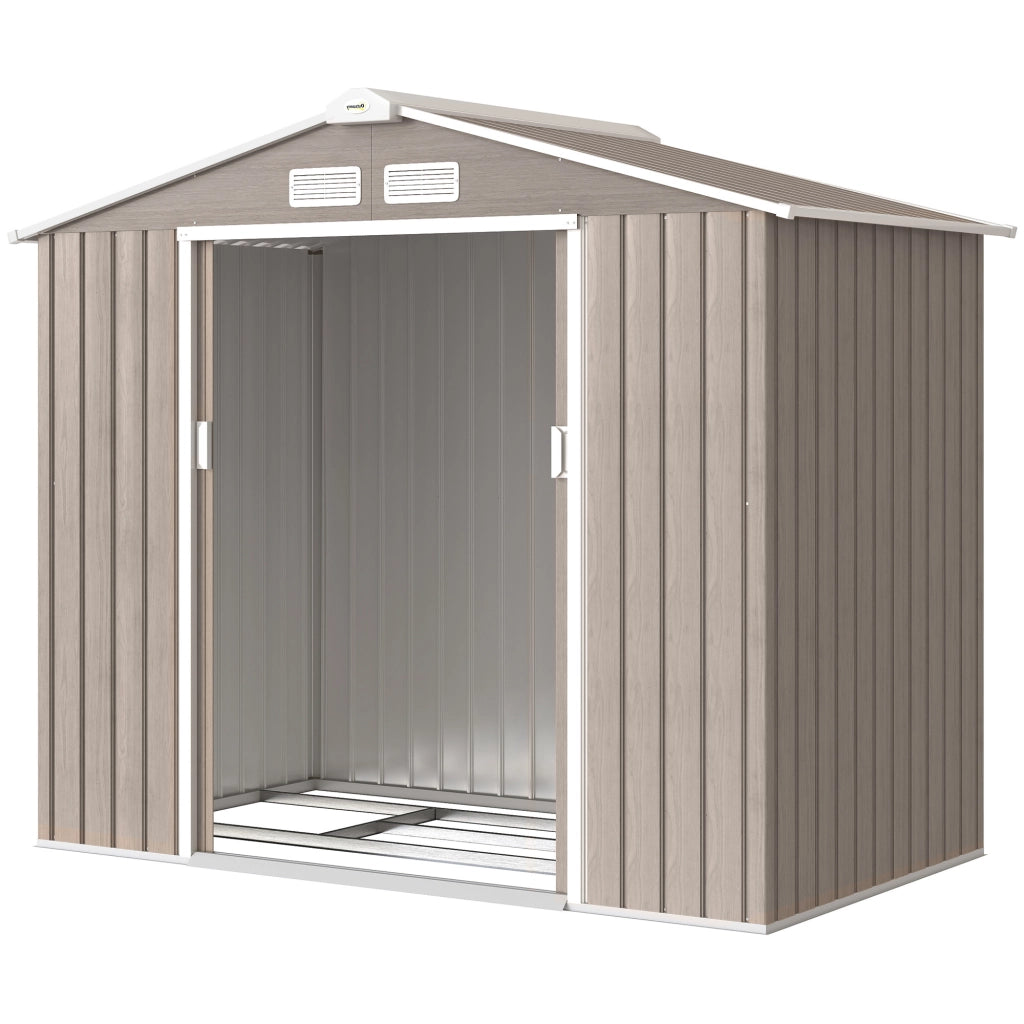 Casetta da Giardino in Metallo ¨C zephmum ¨C Marrone Chiaro 210x130cm