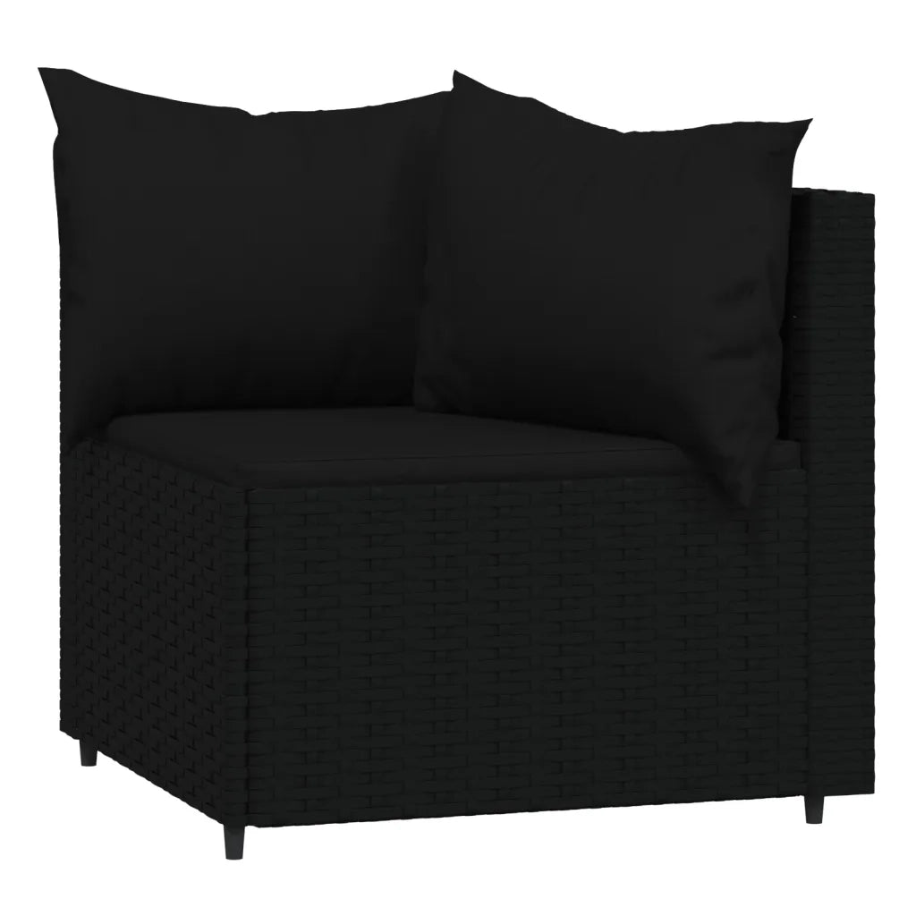 Set Divani da Giardino 4 pz con Cuscini Nero in Polyrattan 319792