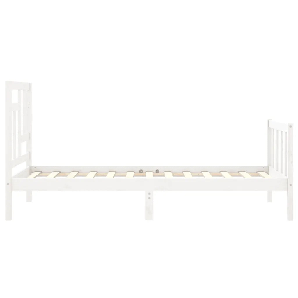 Giroletto con Testiera-Struttura Letto con testiera Bianco Single in Legno Massello 557253