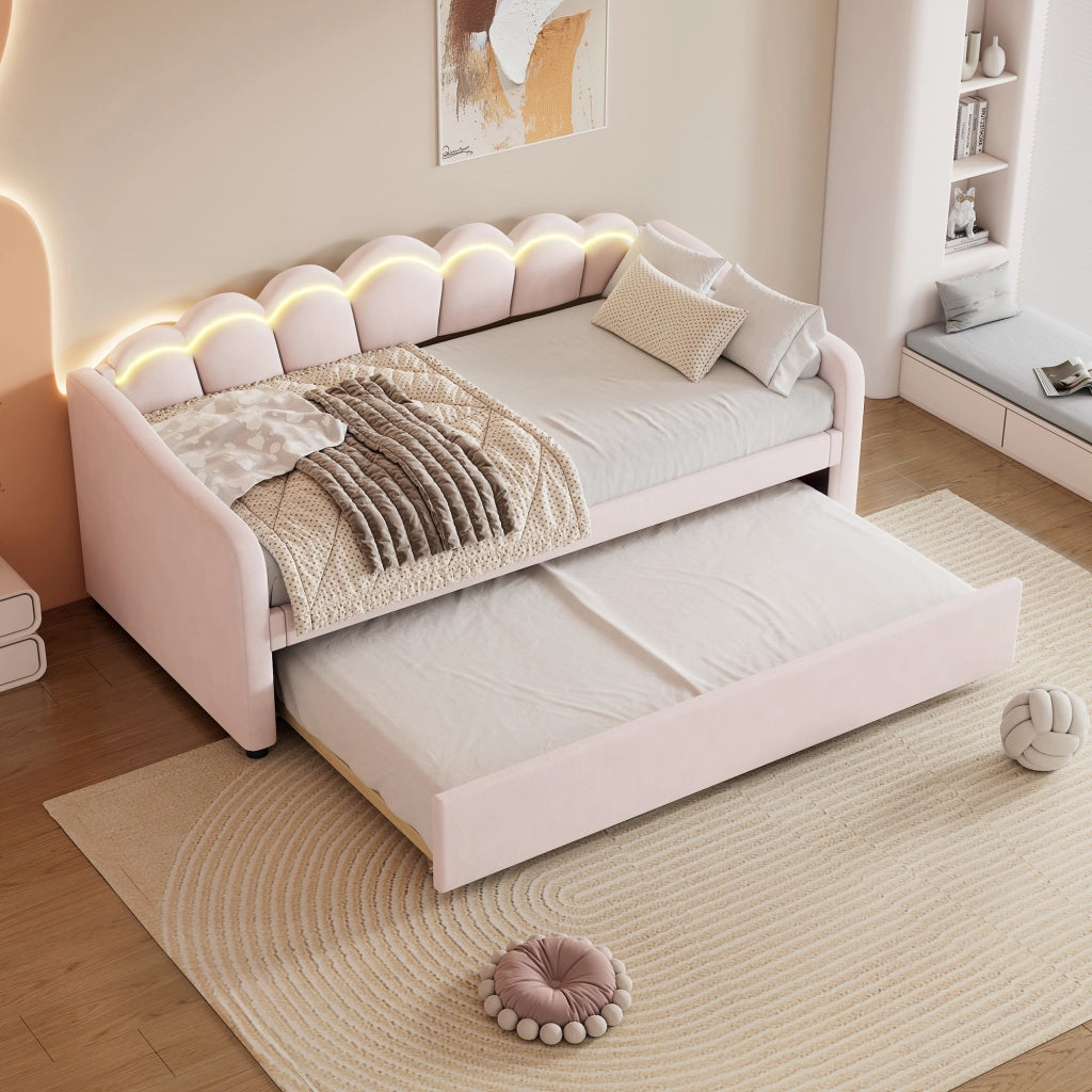 Tagesbett con letto estraibile velluto 90x200 cm