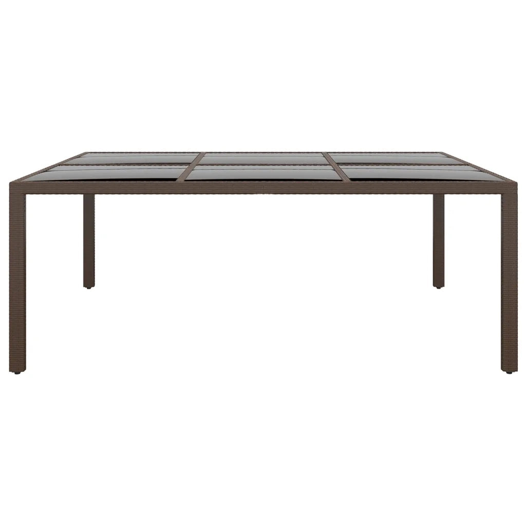 Tavolo da Giardino | Tavolino da esterno con Piano Vetro Marrone 200x150x75 cm Rattan