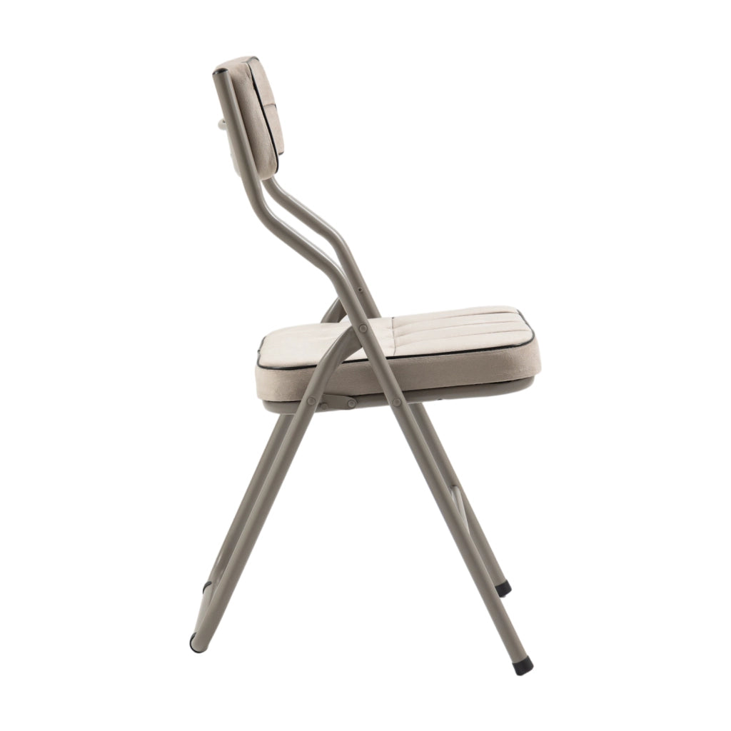 Set di 2 sedie pieghevoli imbottite in velluto; struttura in acciaio; khaki