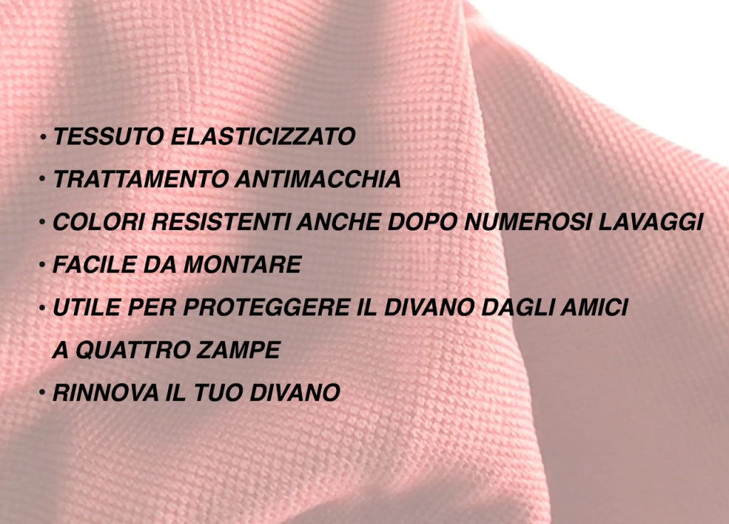 Copridivano Tinta Unita Elasticizzato Antimacchia Modello Sagomato Colore Verde - 4 Posti - Verde