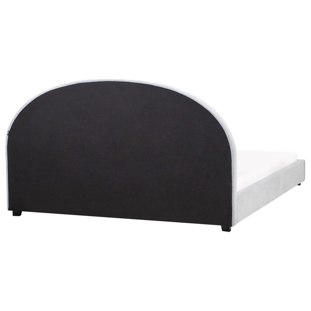 Letto matrimoniale in tessuto di ciniglia azzurro 180 x 200 stile retrò minimalista