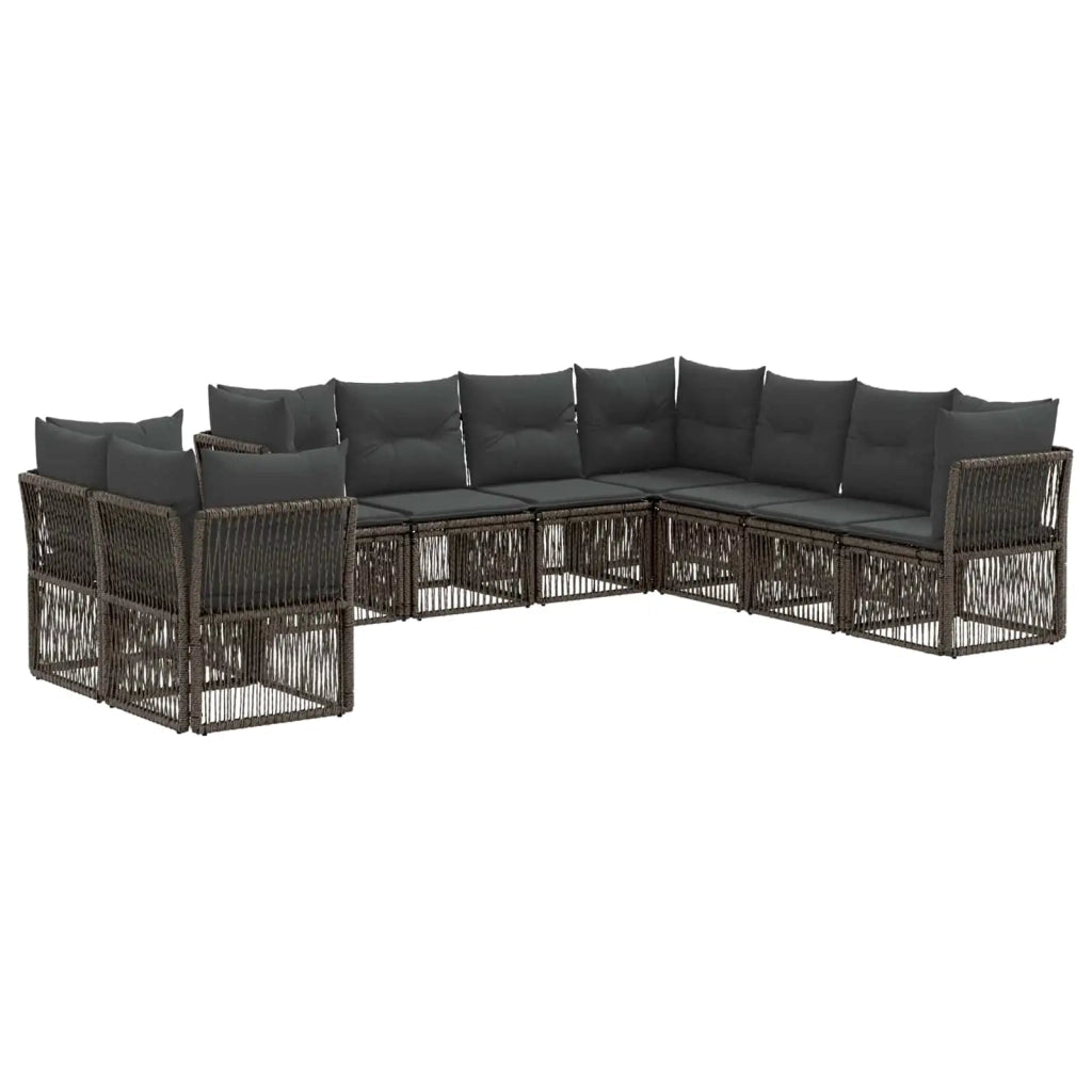 Set Divano da Giardino 9 pcs Grigio polyrattan 3434264