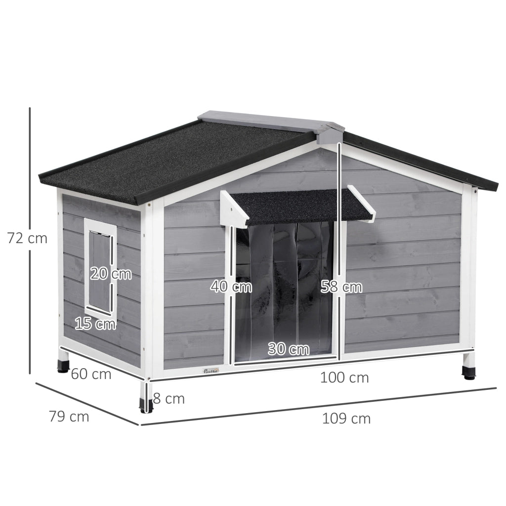 Casetta da giardino per cani con tetto apribile resistente alle intemperie in legno massello nero 109 × 79 × 72 cm