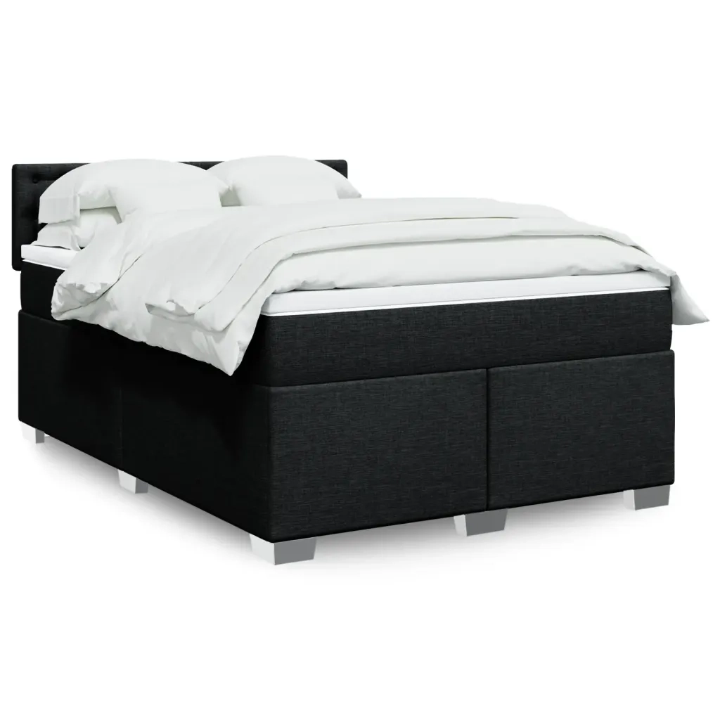 vidaXL Giroletto a Molle con Materasso Nero 140x190 cm in Tessuto