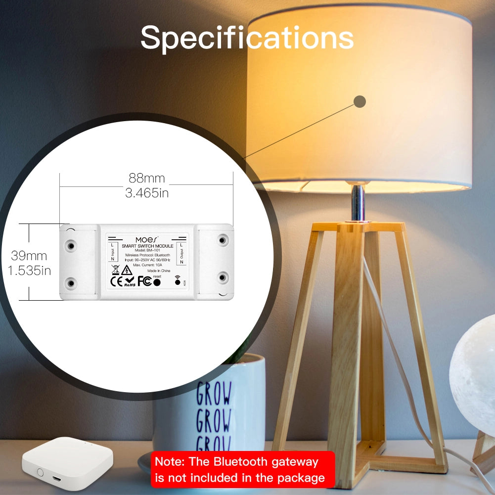 Interruttore Smart Bluetooth BLE 10A Bluetooth BLE Mesh TUYA, Smart Life 10A AC 90-250V 50/60HZ 2200W IP20 SHB101B