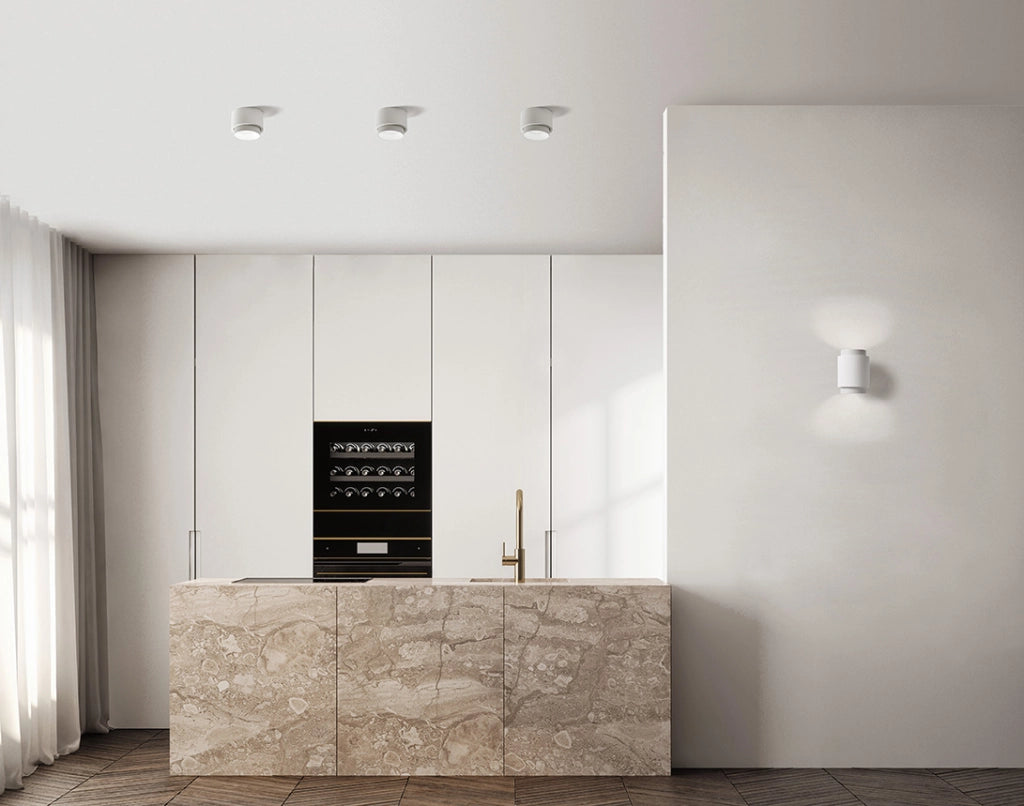 SYME lampada da Soffitto 1 Luce attacco GX53 Tonda bianca in gesso e alluminio d.9-11cm