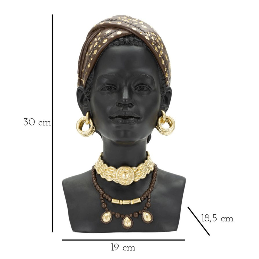 Scultura Africa 4, Nero, Poliresina, 19x18,5x30 cm